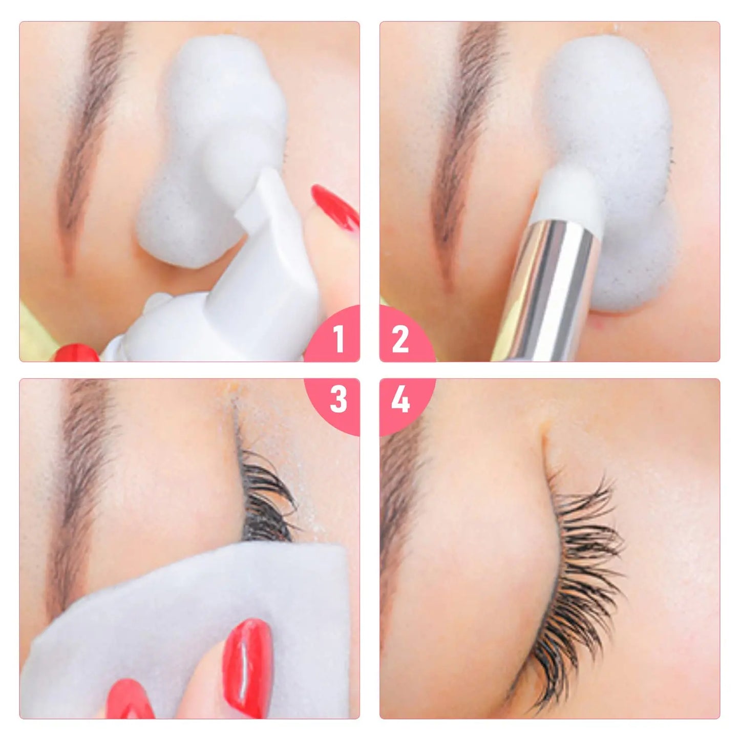 10 PCS Refreshing Gentle Cleansing Mousse Foam for Eyelash Extensions with Wash Brush