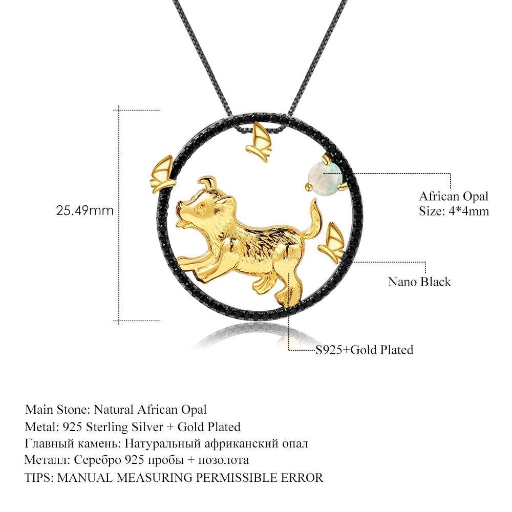 Dog Chinese Zodiac Jewelry For Women Natural  Gemstone  Necklace Handmade