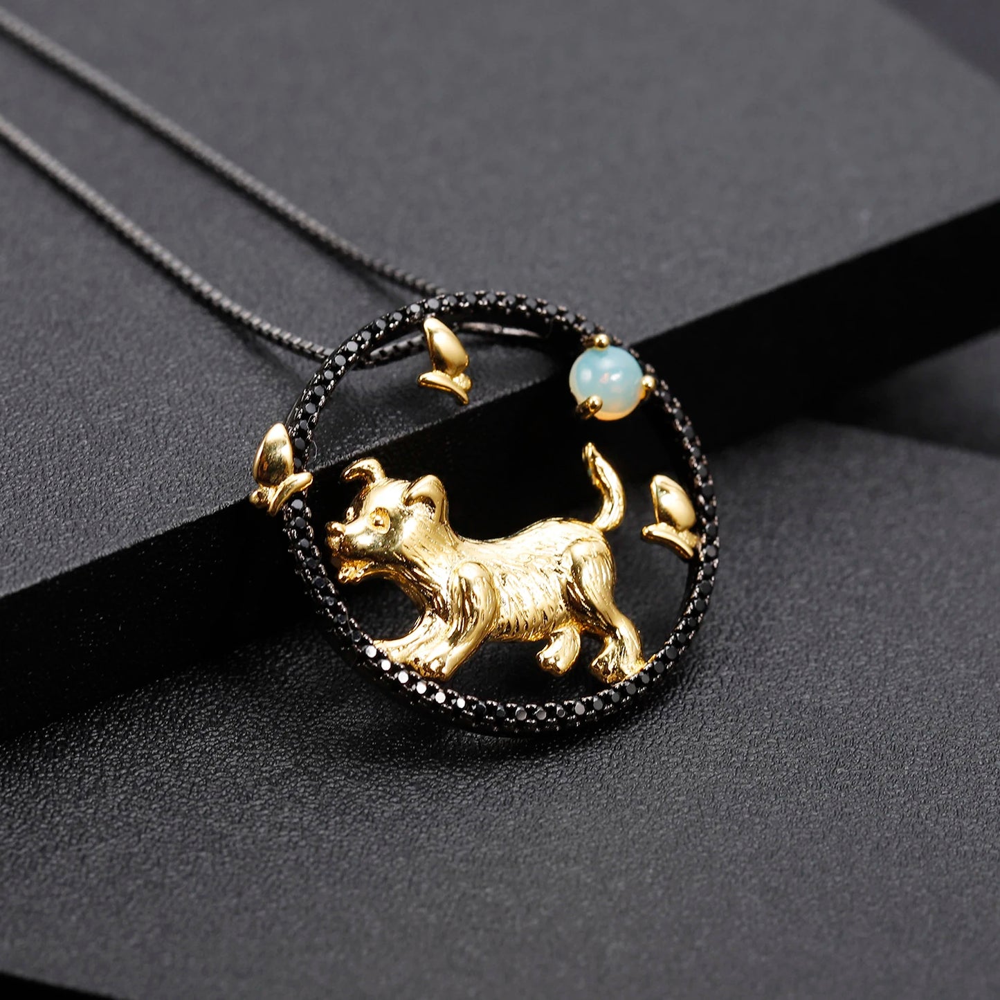 Dog Chinese Zodiac Jewelry For Women Natural  Gemstone  Necklace Handmade