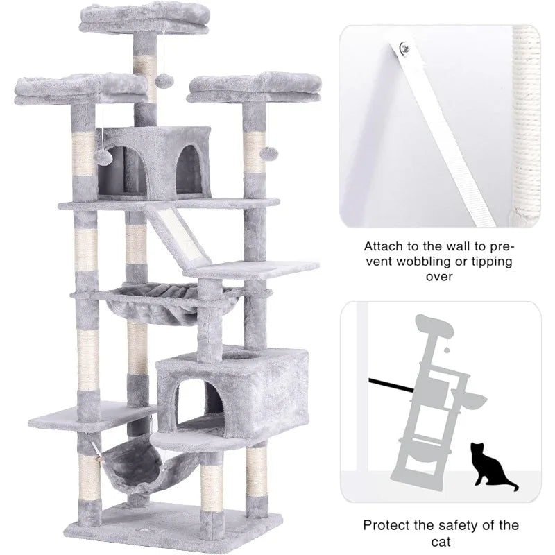 Tall Indoor Cat Tower for Large Cats 20 Lbs Heavy Duty