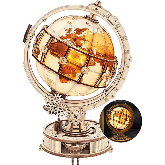 Luminous Wooden Globe Night Light, 3DPuzzle Assembly Kit For kids And Adults