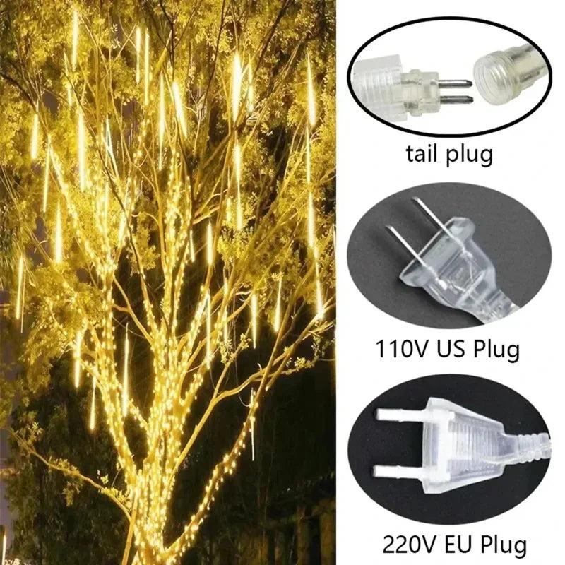 Holiday  LED Meteor Shower Rain  for Outdoor Wedding Halloween Christmas Fairy Lights