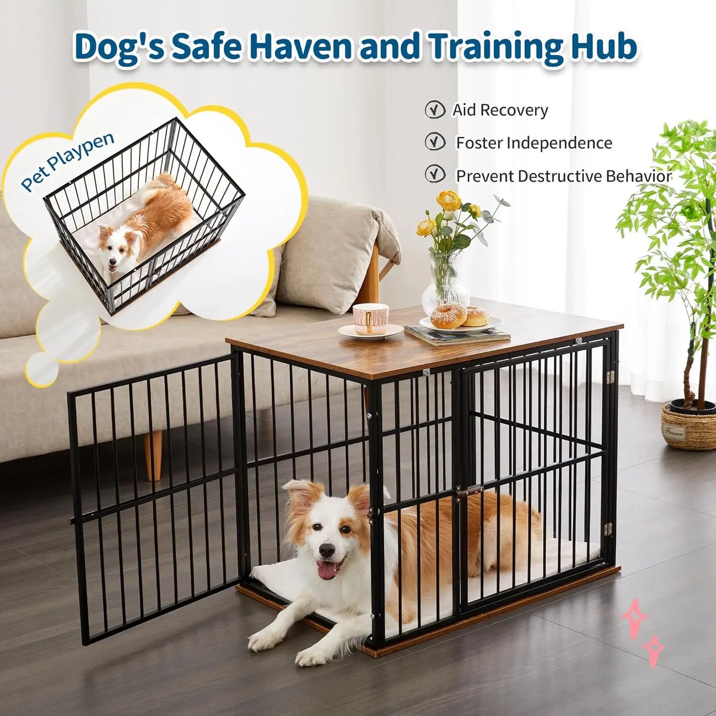 Dog Crate Furniture for Large Dogs, Indoor and Outdoor Use, chew resistant