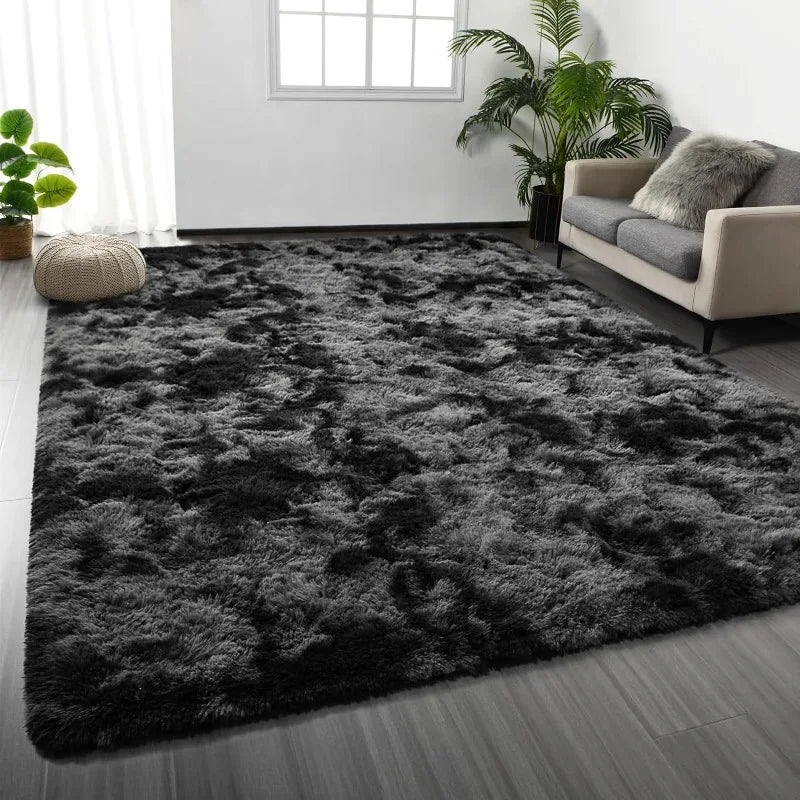 Large Tie-Dyed Plush, ultra soft, Fuzzy Rugs for Living Room