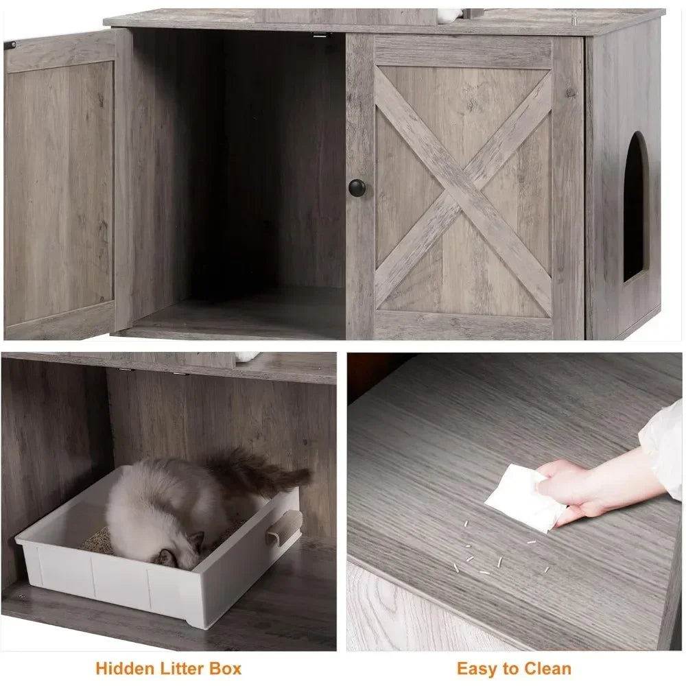 Cat Tree With Litter Box Enclosure for Indoor Big Cat Tower for Large Cats