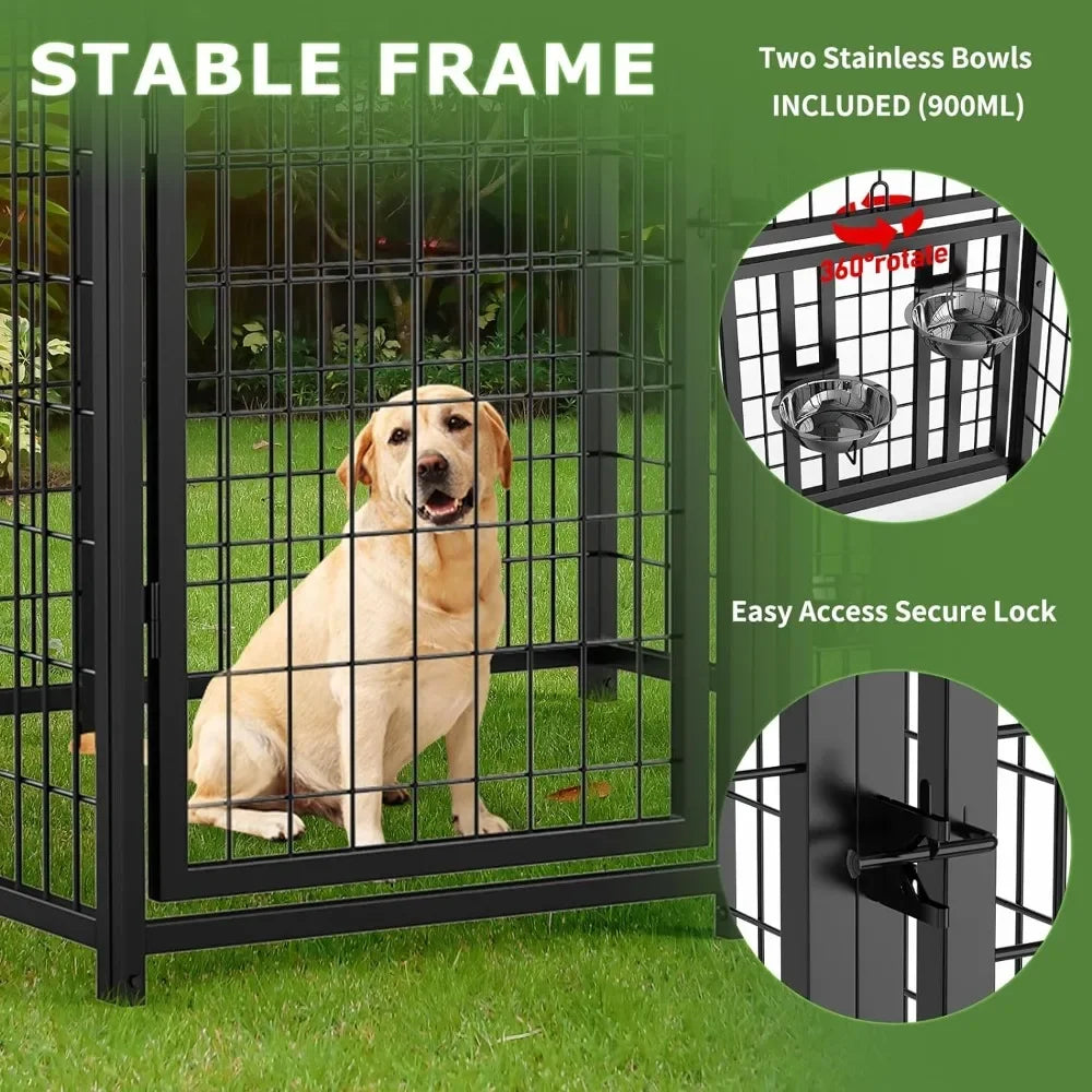 Outdoor Large Dog Kennel  Enclosure  With Rotating Bowl