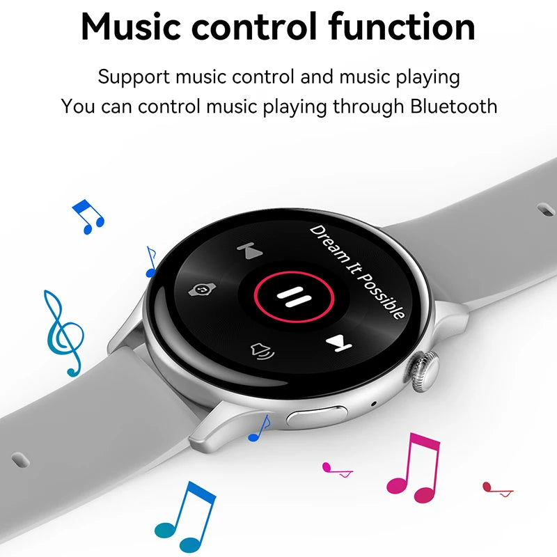 Women Bluetooth Call Smartwatch Always Display Time Heart Rate Sports Health Monitoring Music