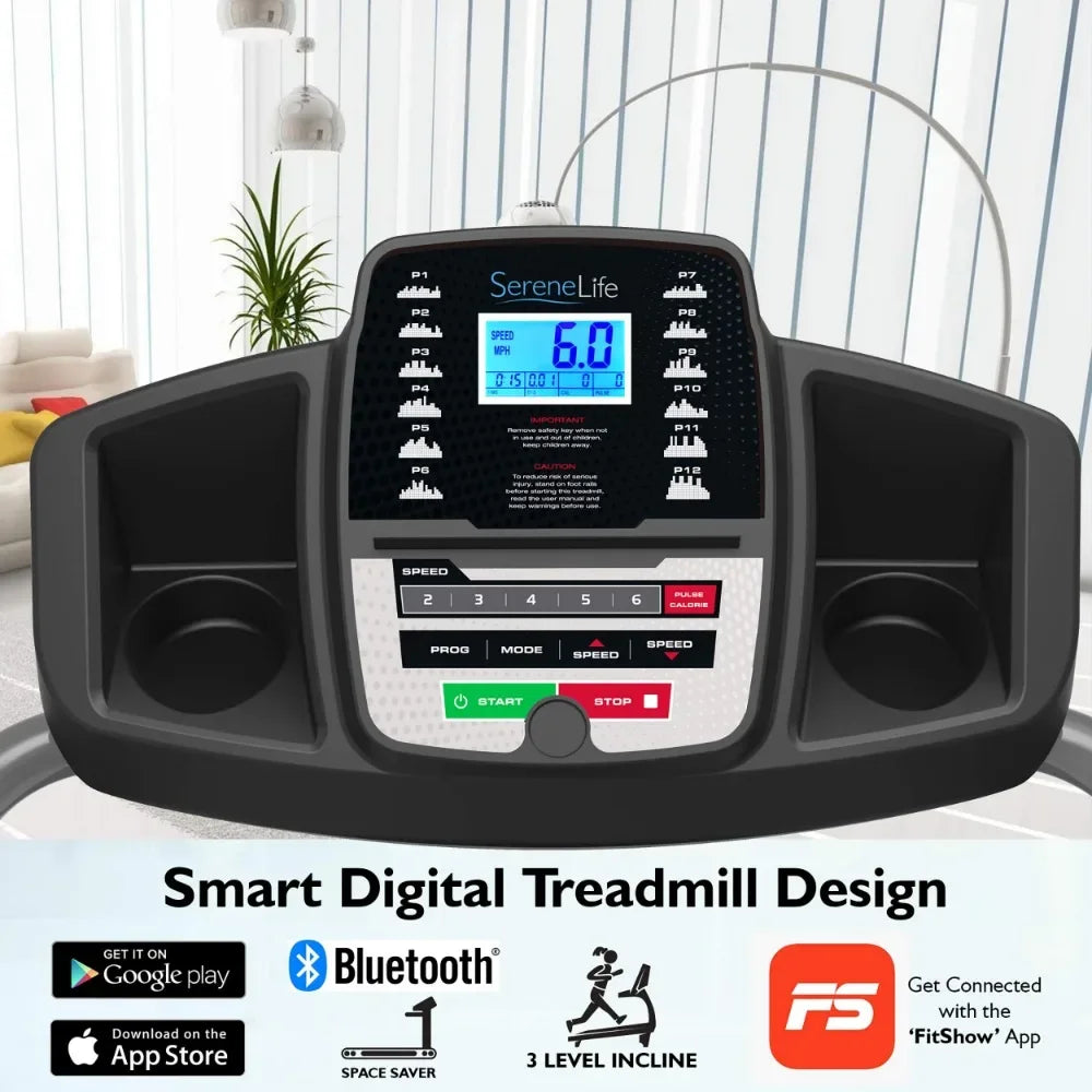 Foldable Home Fitness Equipment  for Walking & Running - Cardio Exercise Machine - Bluetooth Connectivity