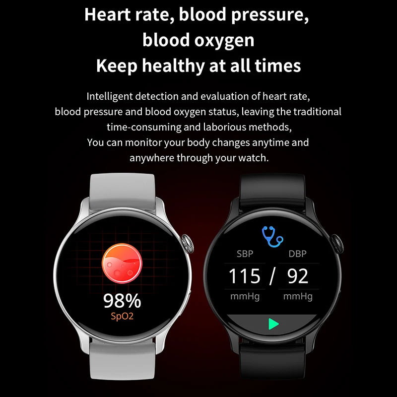 Women Bluetooth Call Smartwatch Always Display Time Heart Rate Sports Health Monitoring Music