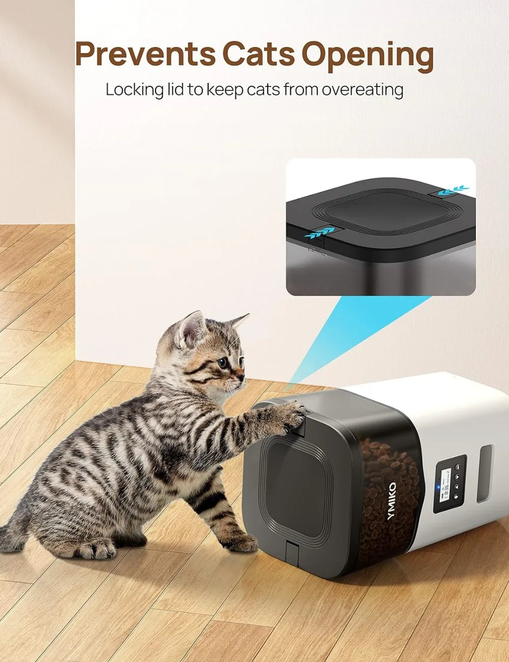 Cat Food Dispenser with Voice Recorder, Pet Feeder with Programmable Timer