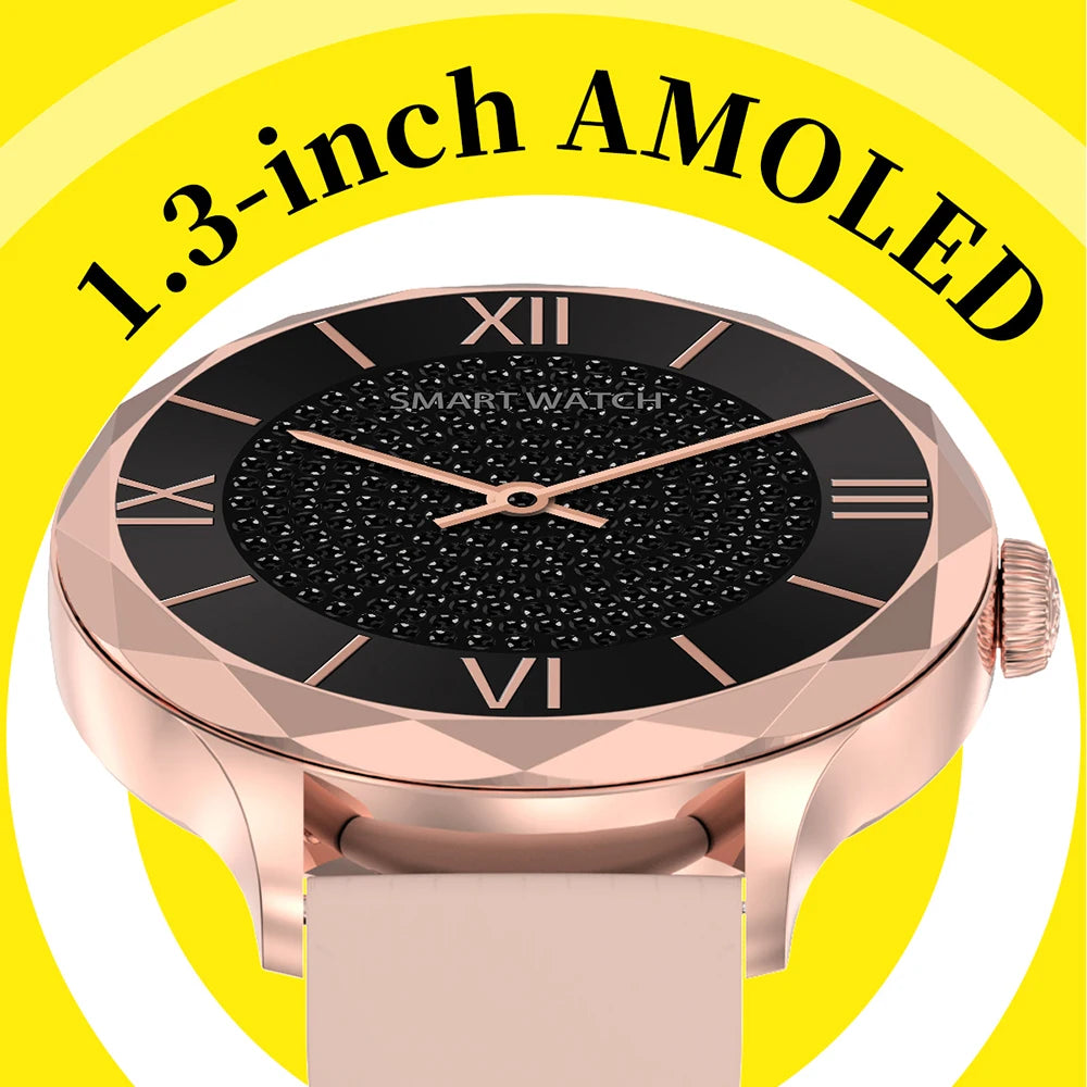 Women  Diamond Style Smartwatch 1.3" AMOLED Screen Wristwatch  Watches Bracelet Smart band