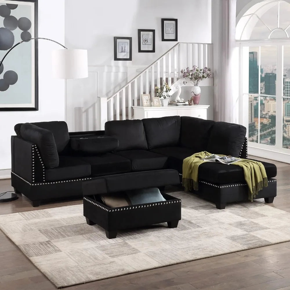 Sofa Set, Reversible Lounge Chair with footstool, Suitable for Living Room, Apartment, Office,