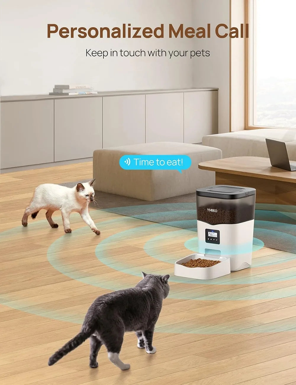 Cat Food Dispenser with Voice Recorder, Pet Feeder with Programmable Timer