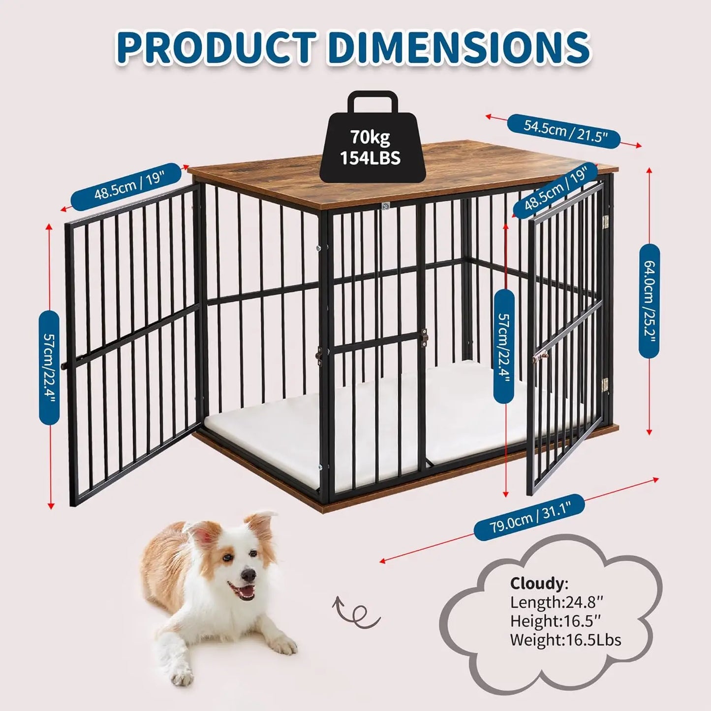 Dog Crate Furniture for Large Dogs, Indoor and Outdoor Use, chew resistant