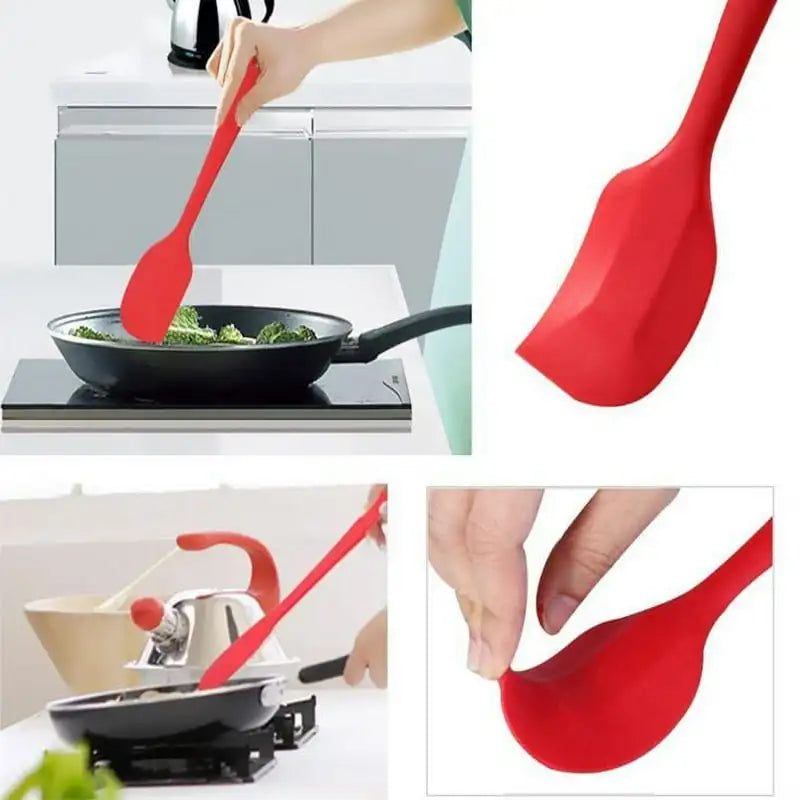 Silicone Cooking Set Red- Spoons, Turners, Spatula & 1 Ladle Etc - Heat Resistant