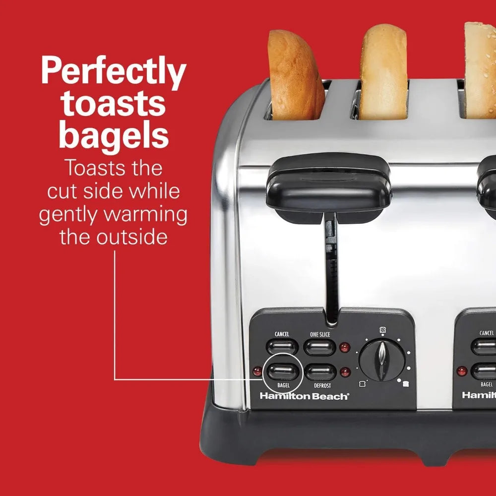 Toaster with Wide Slots, Sure-Toast echnology Settings Auto Boost to Lift Smaller Breads  Polished Stainless Steel