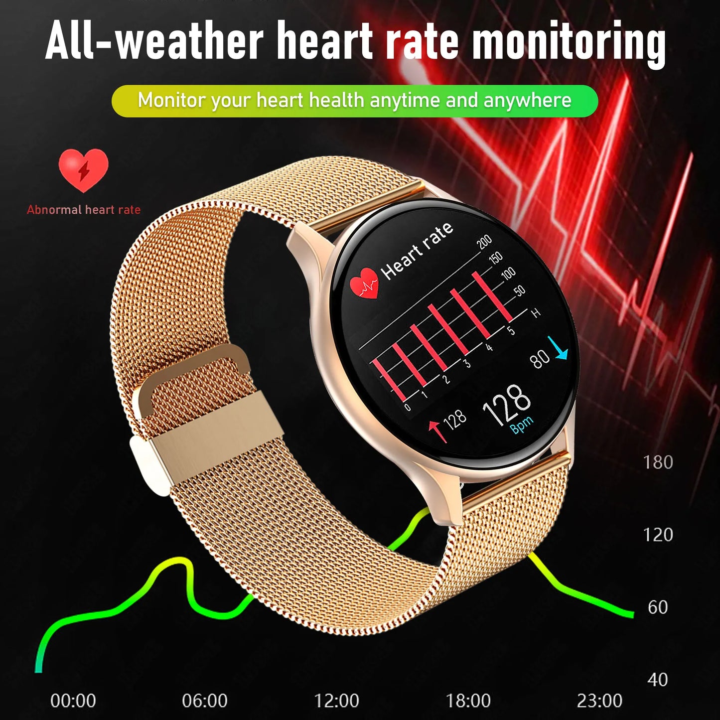 Heart Rate Smart Watch Women AMOLED Screen, Always Showing Watch High Quality Bluetooth