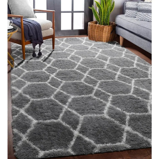 Modern Shag 5x8 Fluffy Floor Rugs for Living Room, Kids Room, Extra Soft