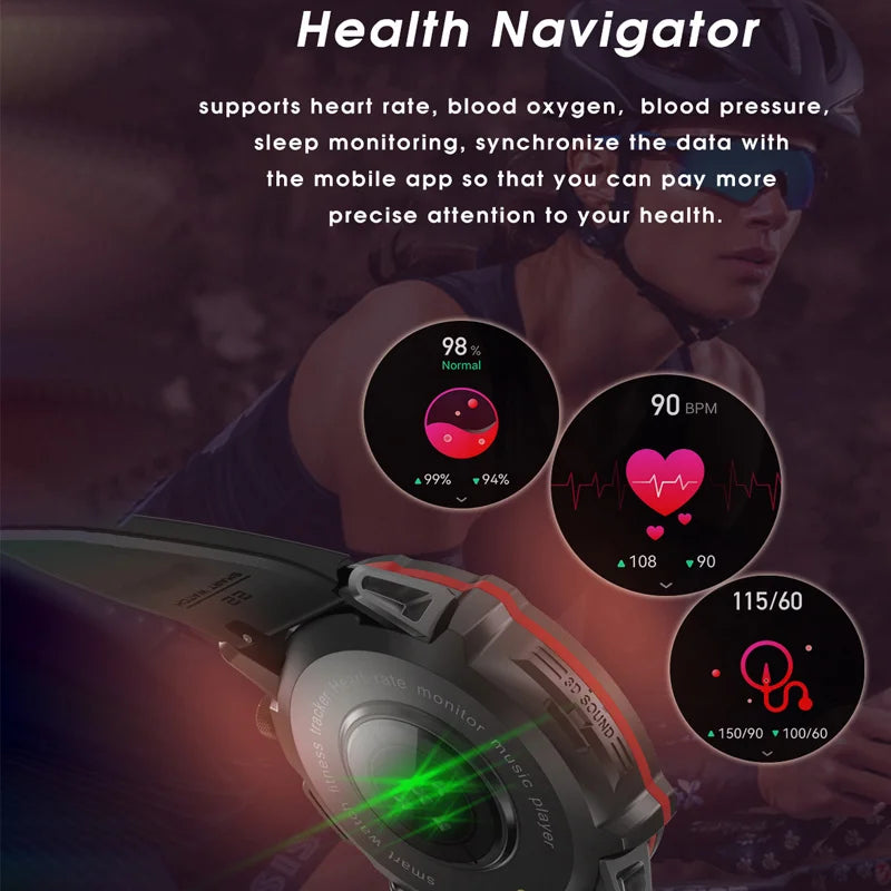 Bluetooth Men Smart Watch, Health Monitor, Android iOS Fashion Women, Waterproof