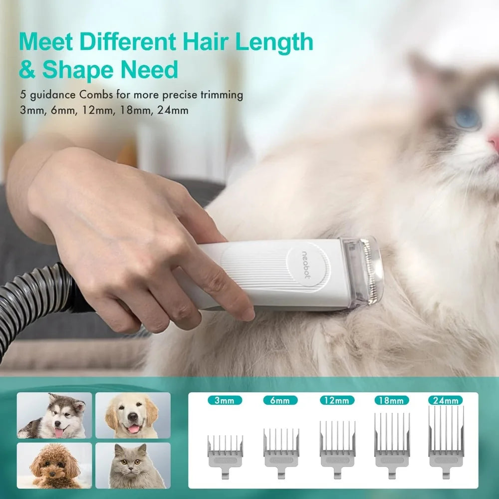 Professional Pet Grooming Kit & Vacuum Suction 99% Pet Hair,  Clippers with 5 Proven Grooming Tools