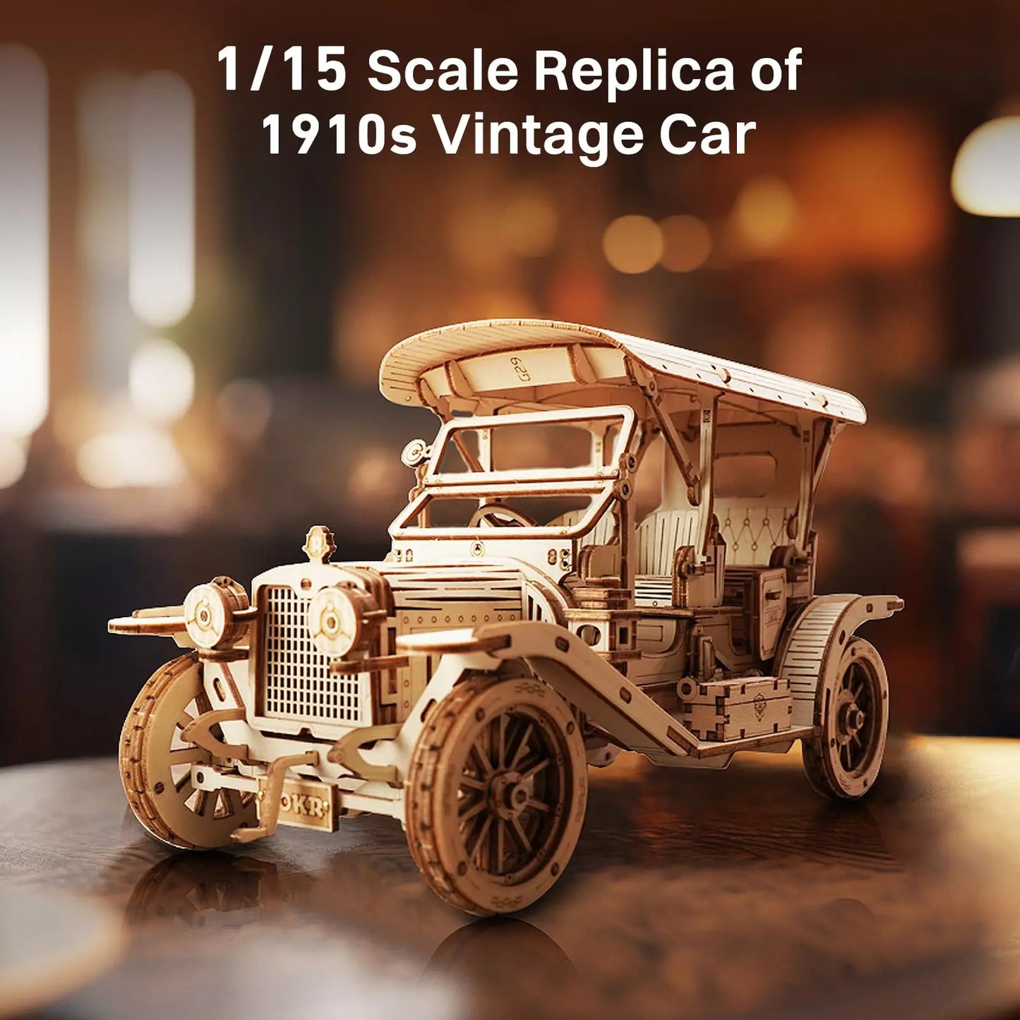 3D Wooden Puzzle Vintage Car for Kids, Adults Easy Assemble Toys Assembly Kits