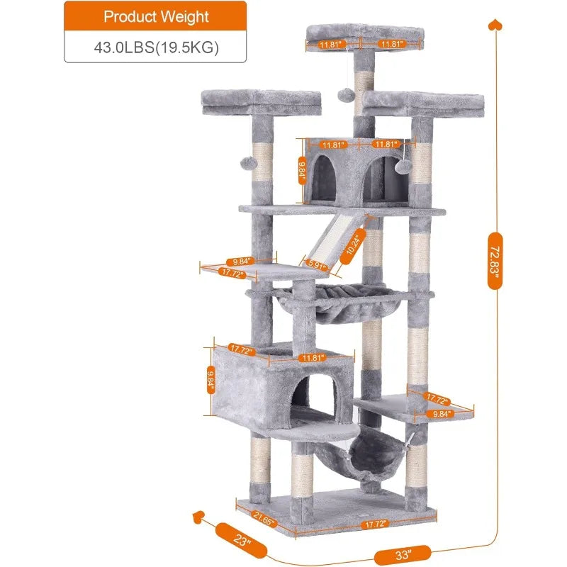 Tall Indoor Cat Tower for Large Cats 20 Lbs Heavy Duty