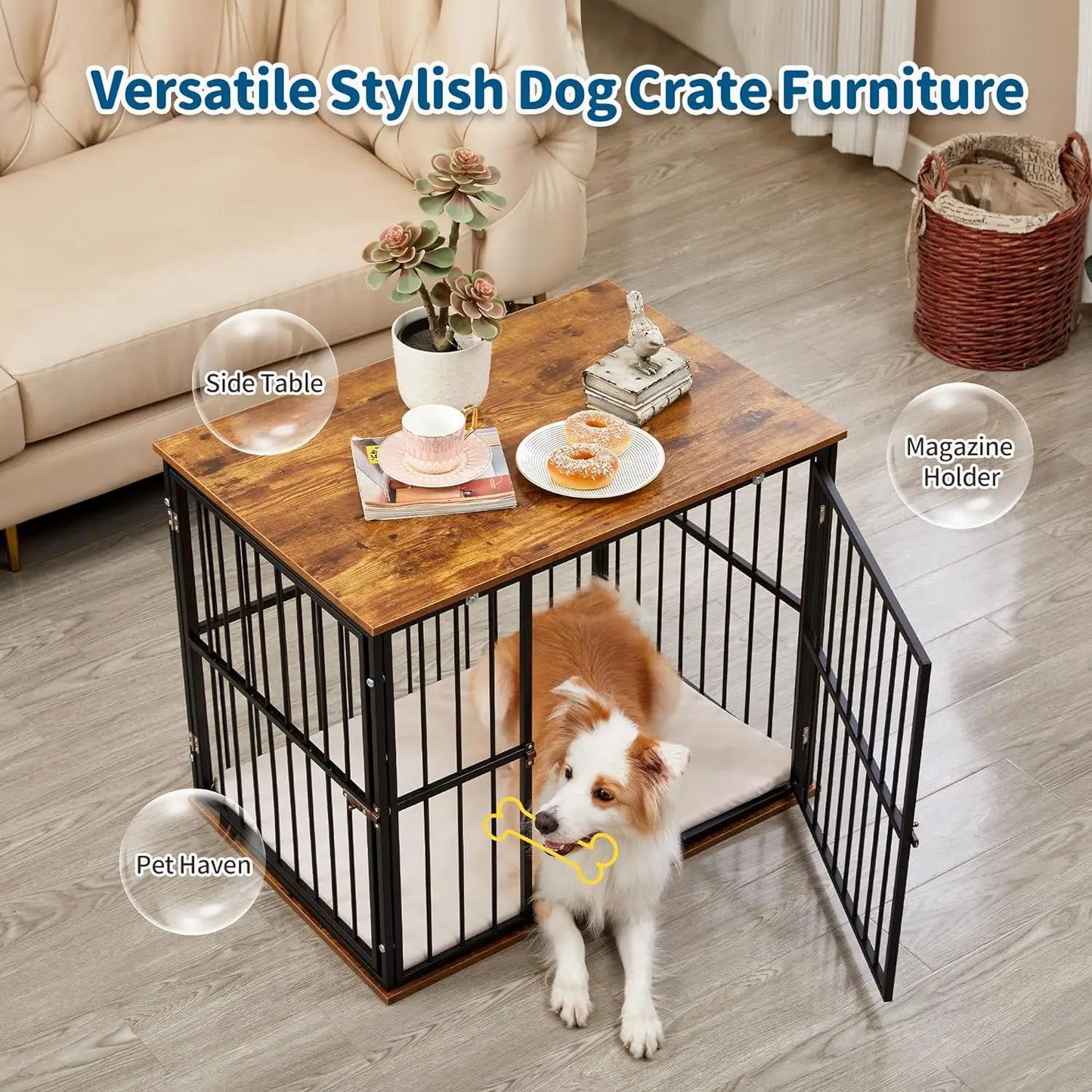 Dog Crate Furniture for Large Dogs, Indoor and Outdoor Use, chew resistant