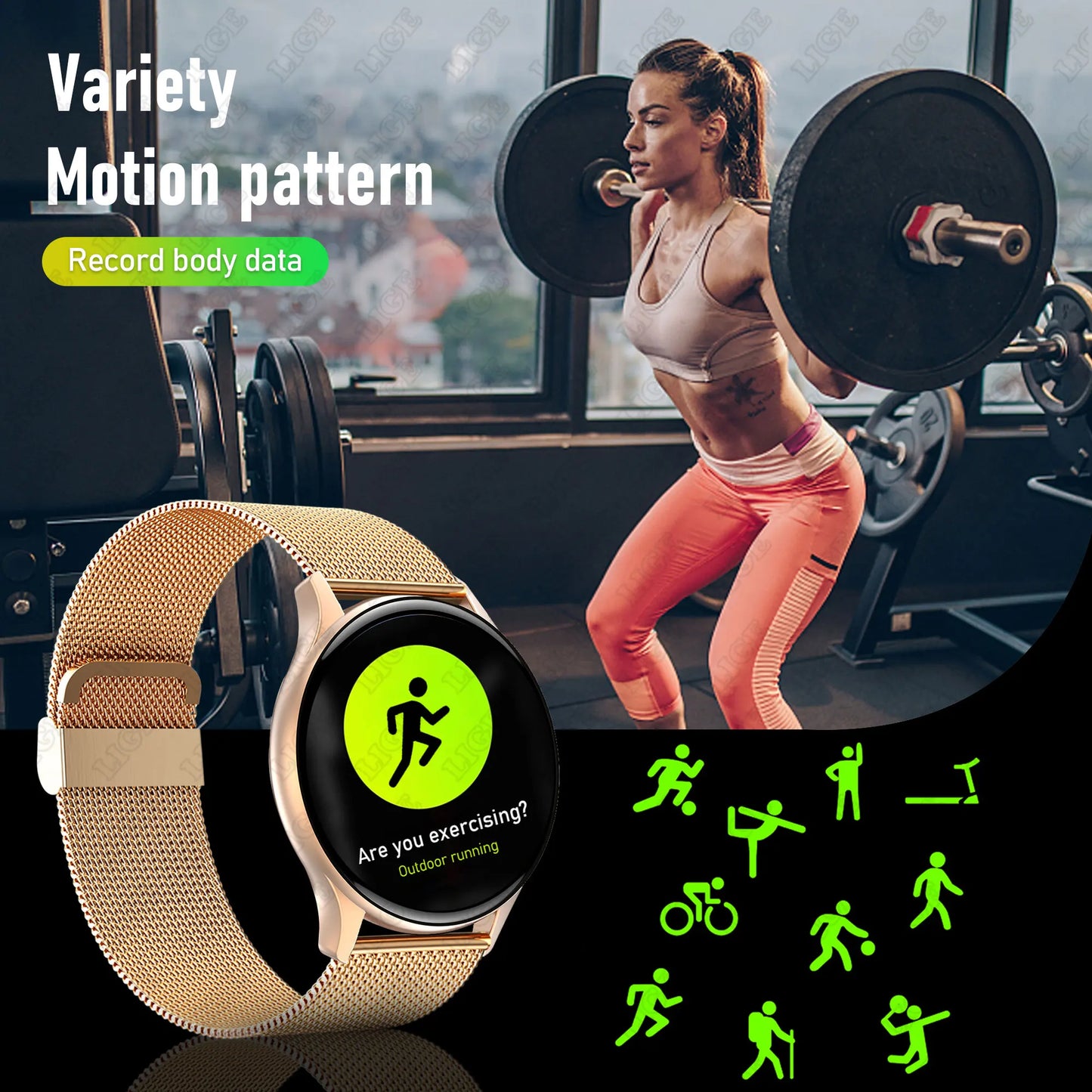 Heart Rate Smart Watch Women AMOLED Screen, Always Showing Watch High Quality Bluetooth