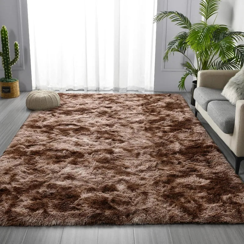 Large Tie-Dyed Plush, ultra soft, Fuzzy Rugs for Living Room