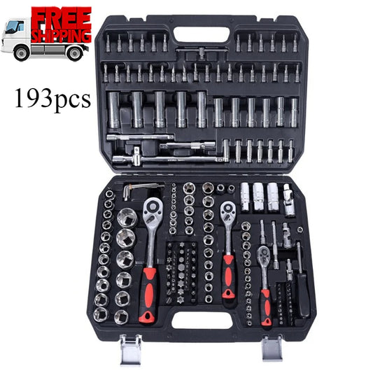 Hand Tool Set, Car Repair Kit,  Driver Socket, Bit Wrench, Tire Mechanical