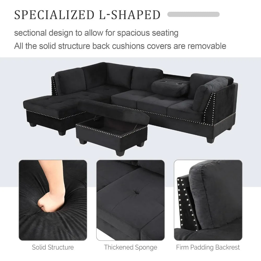 Sofa Set, Reversible Lounge Chair with footstool, Suitable for Living Room, Apartment, Office,