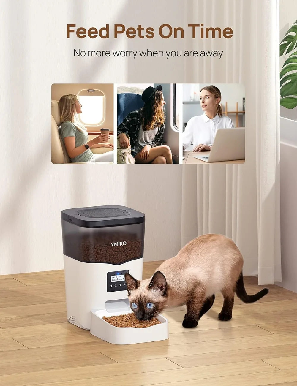 Cat Food Dispenser with Voice Recorder, Pet Feeder with Programmable Timer