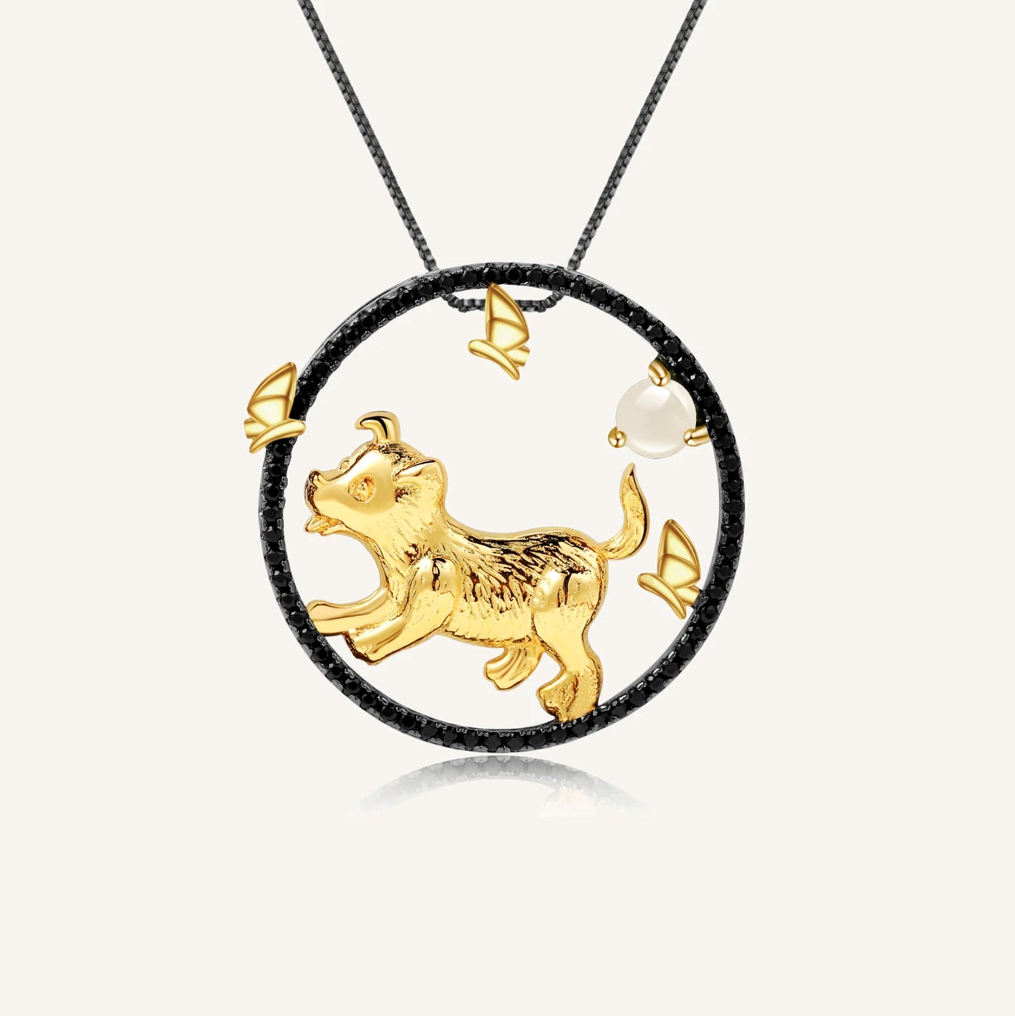 Dog Chinese Zodiac Jewelry For Women Natural  Gemstone  Necklace Handmade