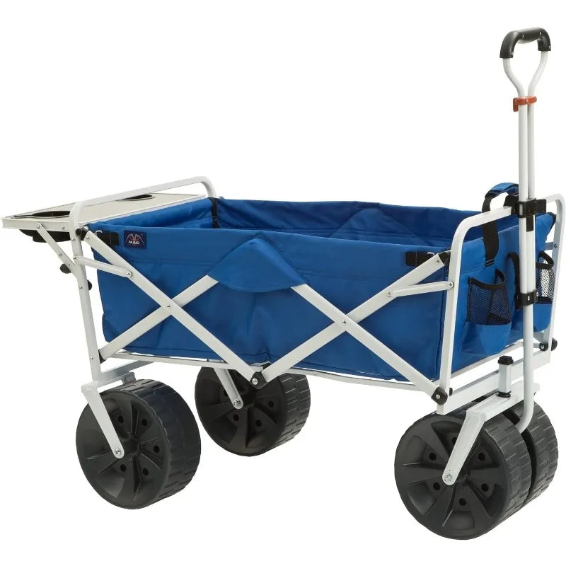 All Terrain Beach Wagon with Side Table|Heavy Duty Collapsible Folding Cart