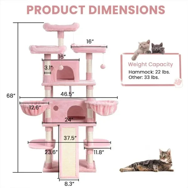 Multi-Level Large Cat Tree for Large Cats/Big Cat  with Condo/Cozy Plush Cat Perches