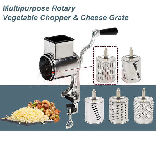 Manual Rotary Cheese Grater Vegetable Slicer Nut Grinder W/ 5 Blades