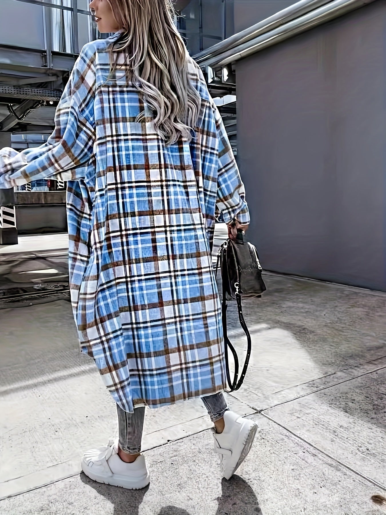 Plaid Print Long Length Jacket